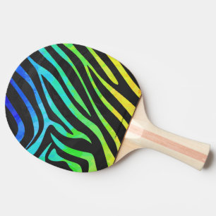 Raquete De Ping Pong Zebra Black e Rainbow Impressão