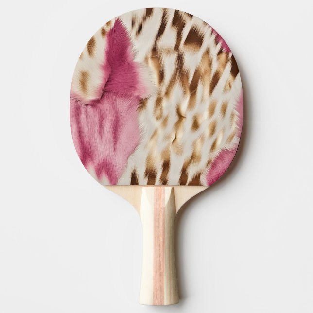 Raquete De Ping Pong Zebra Dourada Rosa na moda (Frente)