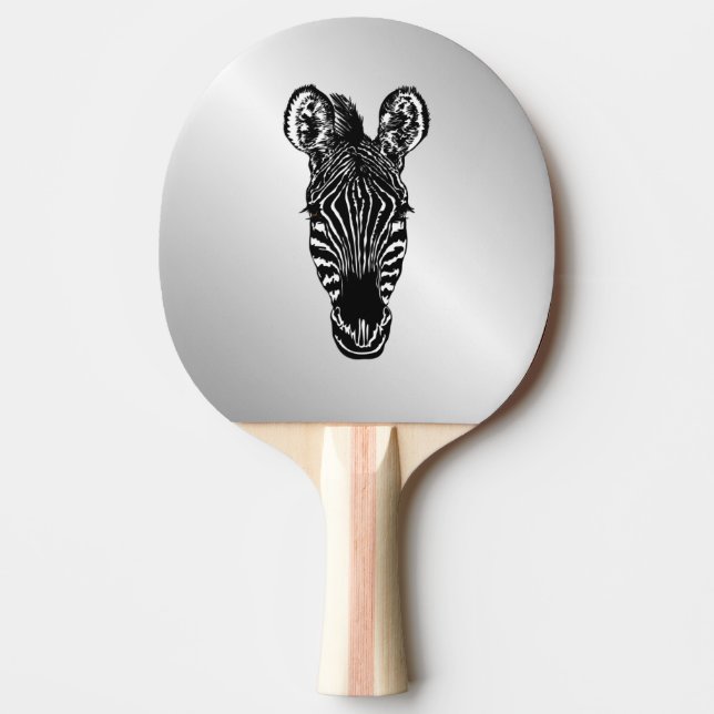 Raquete De Ping Pong Zebra Head em Silver (Frente)