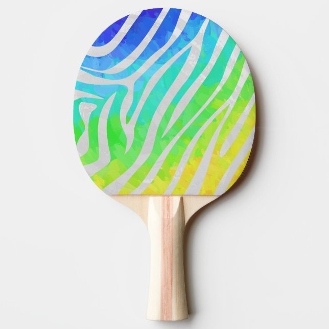 Raquete De Ping Pong Zebra Rainbow e White Impressão (Verso)