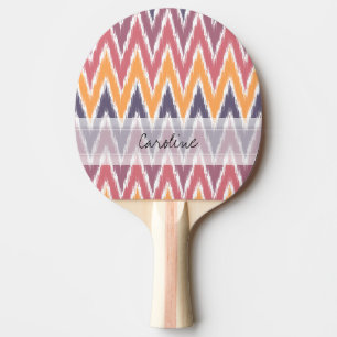 Raquete De Ping Pong Ziguezague alaranjado roxo Pattrn de Ikat Chevron