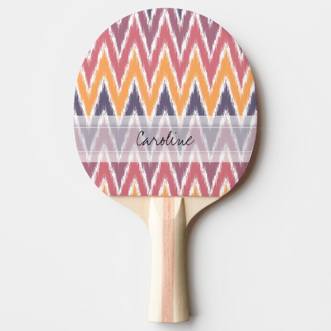 Raquete De Ping Pong Ziguezague alaranjado roxo Pattrn de Ikat Chevron (Frente)