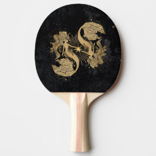 Raquete De Ping Pong Zodiac Goddese   Astrologia de Peixes Dourados cós