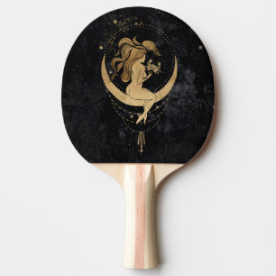 Raquete De Ping Pong Zodiac Goddese Astrologia dos Canceres Dourados
