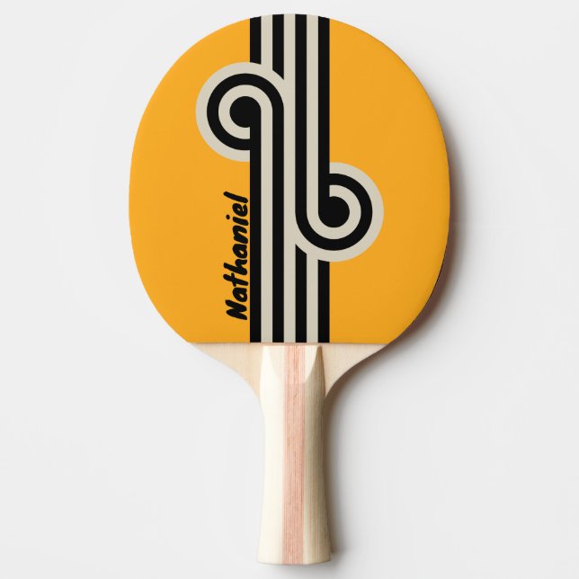 Raquete De Ping Pong Zumbido Retro do Abelhão com Nome (Frente)