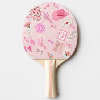 Raquete de pingpong rosa kawaii feminina