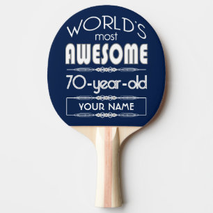 Raquete De Tênis De Mesa 70 Birthday Worlds Melhor Azul Escuro Fabuloso