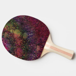 Raquete De Tênis De Mesa Abstrato Colorido com Círculos Pretos e Grunge