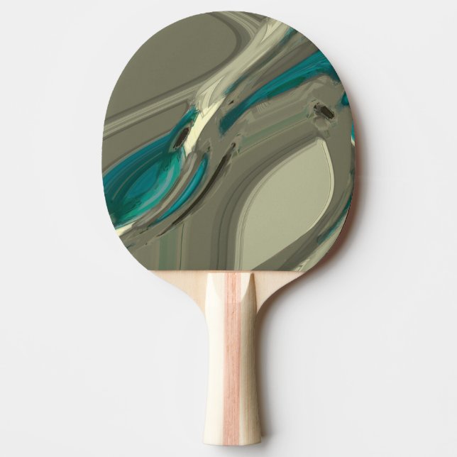 Raquete De Tênis De Mesa Arte abstrata cinza e azul (Frente)