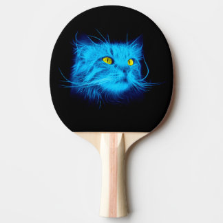 Raquete De Tênis De Mesa Arte de Gato Azul Neon Legal - Design de Animal Gl