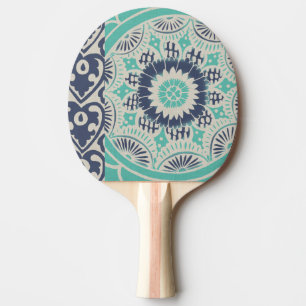 Raquete De Tênis De Mesa Azulejo de Batik Azul III