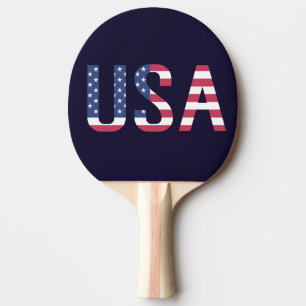 Raquete De Tênis De Mesa Bandeira americana do texto dos EUA no esporte