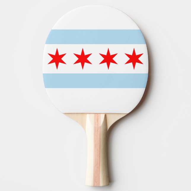 Raquete De Tênis De Mesa Bandeira de Chicago, Illinois (Frente)