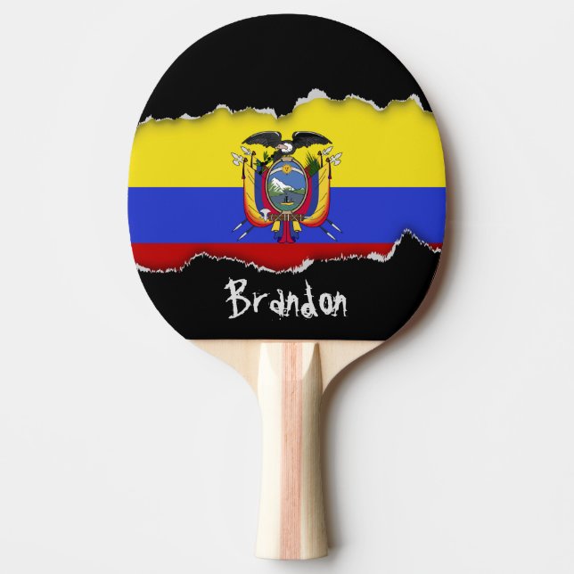 Raquete De Tênis De Mesa Bandeira de Equador (Frente)