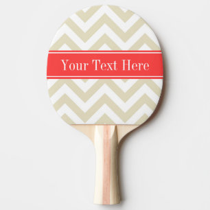 Raquete De Tênis De Mesa Beige Lg Chevron Coral Red Name Monograma