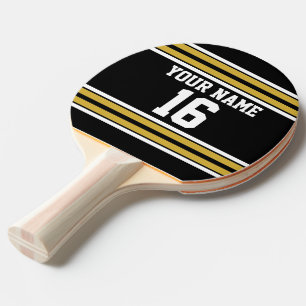 Raquete De Tênis De Mesa Black with Dourado White Stripes Team Jersey
