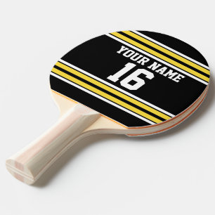 Raquete De Tênis De Mesa Black with Yellow White Stripes Team Jersey