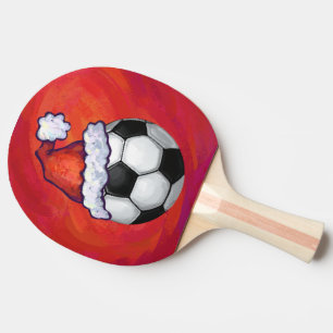 Raquete De Tênis De Mesa Bola de futebol de Santa Hat em vermelho