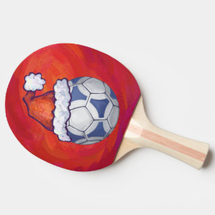 Raquete De Tênis De Mesa Bola de futebol festiva azul e branca em vermelho