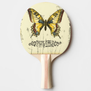 Raquete De Tênis De Mesa Borboleta Decorativa com flores selvagens
