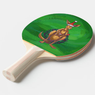 Raquete De Tênis De Mesa Canguru de Natal em Verdes Pintadas