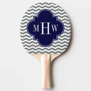 Raquete De Tênis De Mesa Carvões Thin Chevron Marinho Quatrefoil 3 Monogram