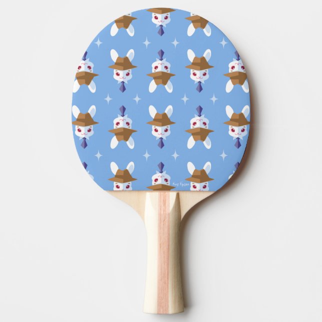 Raquete De Tênis De Mesa Coelho Dapper do branco de Kawaii (Frente)