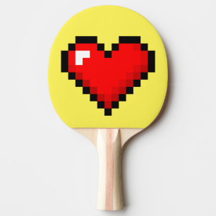 Raquete De Tênis De Mesa coração de 8 bits: Pá retro clássica de Pong d