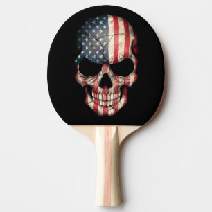 Raquete De Tênis De Mesa Crânio customizável da bandeira americana