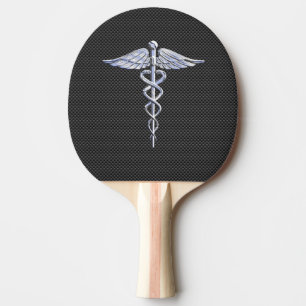 Raquete De Tênis De Mesa Cromo Como Caduceus Símbolo Médico Fibra de Carb