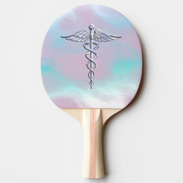 Raquete De Tênis De Mesa Cromo Como Caduceus Símbolo Médico Mãe Pérola D (Verso)