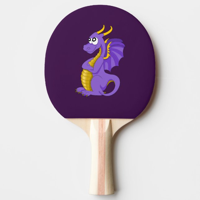 Raquete De Tênis De Mesa dragão roxo desenho animado (Frente)