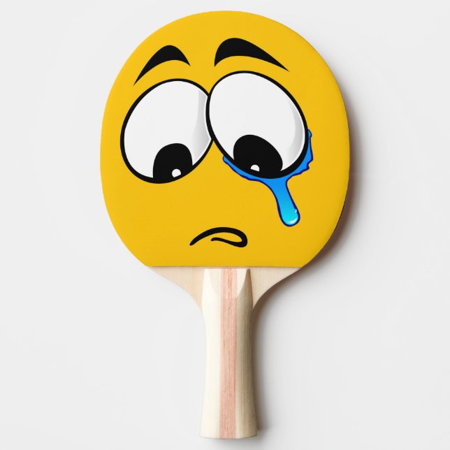 Raquete De Tênis De Mesa Emoji Amarelo Triste (Frente)