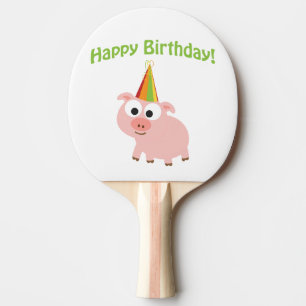 Raquete De Tênis De Mesa Feliz Aniversário! Porco Fofo