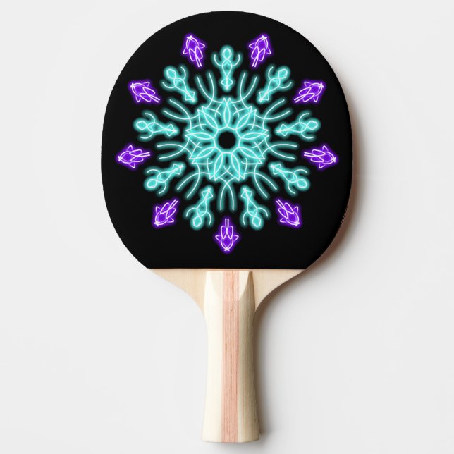 Raquete De Tênis De Mesa Flor de néon roxa e turquesa (Frente)