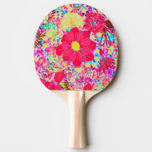 Raquete De Tênis De Mesa Flores brilhantes coloridas bonitos