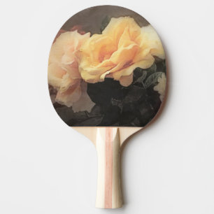 Raquete De Tênis De Mesa fundo floral do vintage da arte em cores pastel