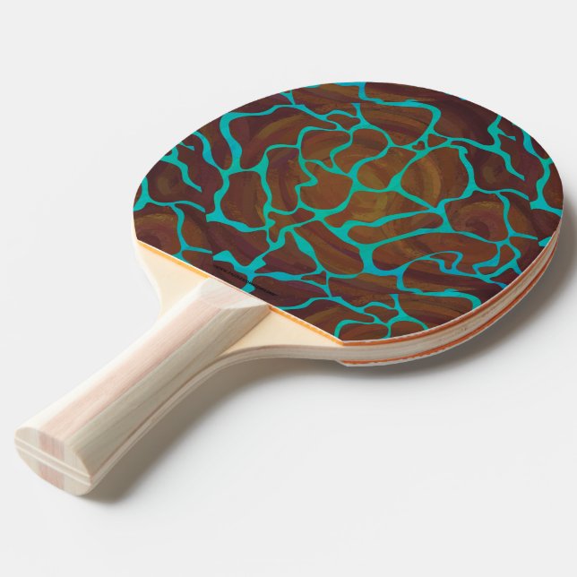 Raquete De Tênis De Mesa Giraffe Brown e Teal Impressão (Frente inclinada)