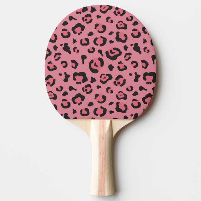 Raquete De Tênis De Mesa Ilustração do animal do rosa do leopardo (Frente)