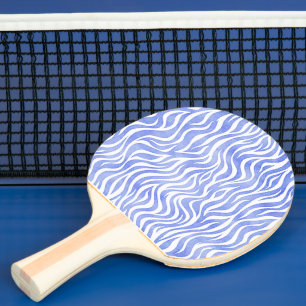 Raquete De Tênis De Mesa Impressão azul da zebra da aguarela