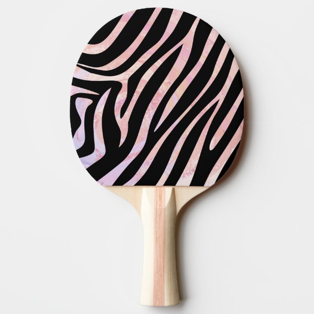 Raquete De Tênis De Mesa Impressão de Zebra Preta e Rosa (Verso)