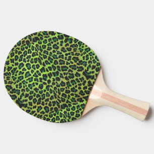 Raquete De Tênis De Mesa Impressão Preto-Leopardo e Verde
