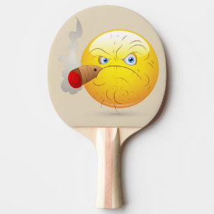 Raquete De Tênis De Mesa Jogo sobre o rosto feliz raivoso em amarelo person