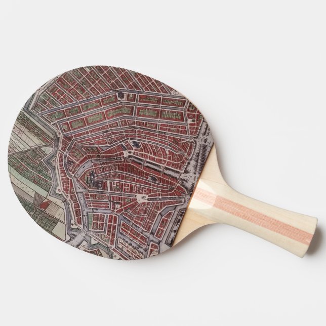 Raquete De Tênis De Mesa Mapa da cidade de réplica de Amsterdã 1652 (Lateral)