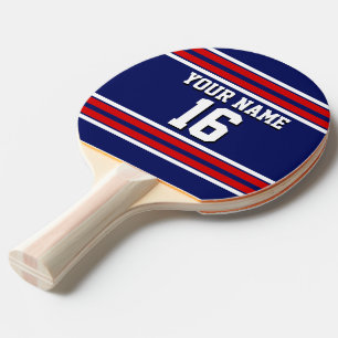 Raquete De Tênis De Mesa Marinho Azul com Red White Stripes Team Jersey