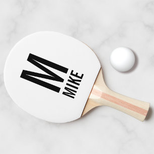 Raquete De Tênis De Mesa Monograma e nome personalizados modernos