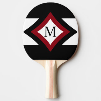 Raquete De Tênis De Mesa Monograma em forma de Na moda preto, vermelho e br