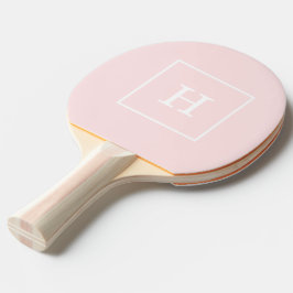 Raquete De Tênis De Mesa Monograma Inicial com Moldura Rosa Claro Branco
