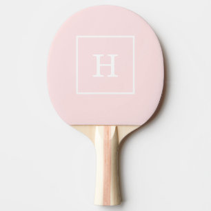 Raquete De Tênis De Mesa Monograma inicial com quadro branco de rosa claro