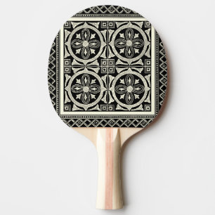 Raquete De Tênis De Mesa Motif de Mandala Preto e Branco por Vision Studio